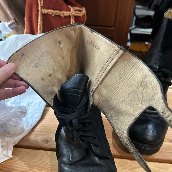 Vintage SOLDINI Leather Military Combat Boots Lug Sole Black 43 US 10 - Picture 14 of 16
